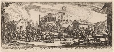 Plundering and Burning a Village by Gerrit van Schagen after Jacques Callot
