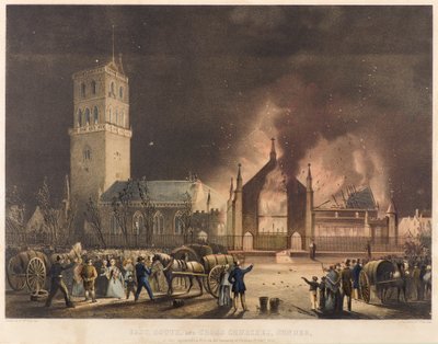 East, South and Cross Churches, Dundee, as They Appeared on Fire on Sunday 3rd of Jan 1841, c.1841 by Gershom Gourlay Cumming