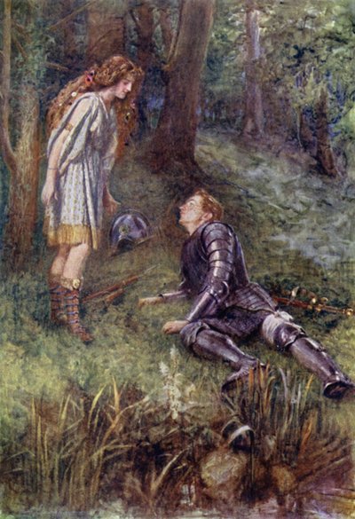 Belphoebe succours Timias by Gertrude E. Demain (after) Hammond