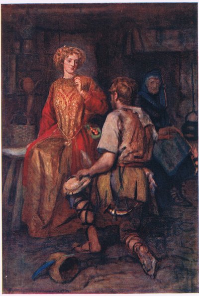 Oft from the forest wildings he did bring, whose sides empurpled were smiling red!, Stories from the Faerie Queen published by George Harrap and Company by Gertrude E. Demain (after) Hammond
