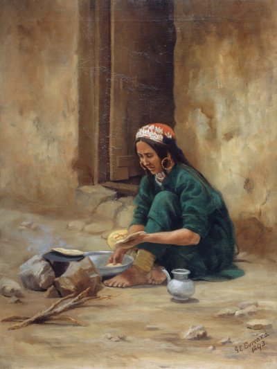 A Hill Woman from Ladakh, Cooking Her Food by Gertrude Ellen Burrard
