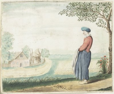 Peasant Woman in a Landscape by Gesina ter Borch (signed by artist)