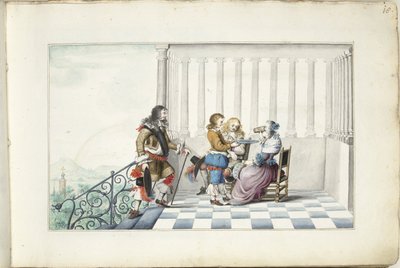 Company on a Terrace by Gesina ter Borch (signed by artist)