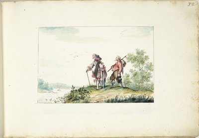 Gentleman and Beggar in a Landscape by Gesina ter Borch (signed by artist)