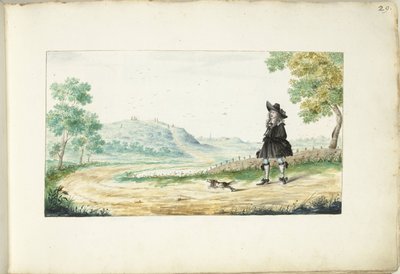 Gentleman Walking on a Country Road by Gesina ter Borch (signed by artist)