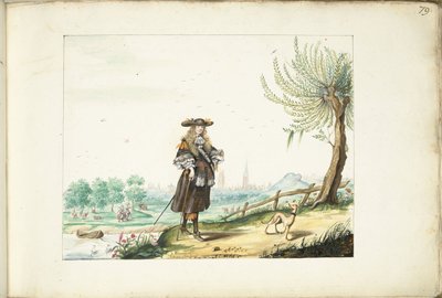 Moses ter Borch in the Countryside Outside Zwolle by Gesina ter Borch (signed by artist)