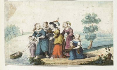 Moses Found by Gesina ter Borch (signed by artist)