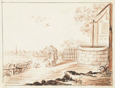 Gentleman and Lady Greeting Each Other in Front of a Country House by Gesina ter Borch