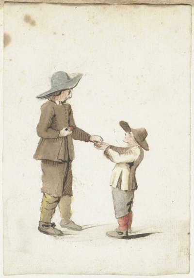 Boy Giving an Apple to a Younger Boy by Gesina ter Borch