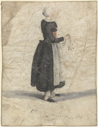 North Holland Woman Standing with an Ornament or Bag in Hand by Gesina ter Borch
