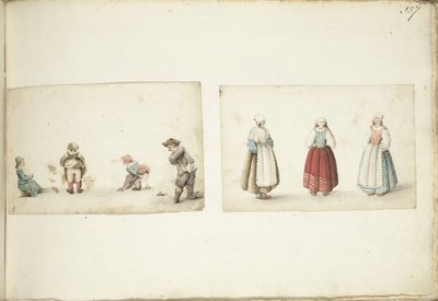 Four Children Relieving Themselves and Three Standing Women by Gesina ter Borch