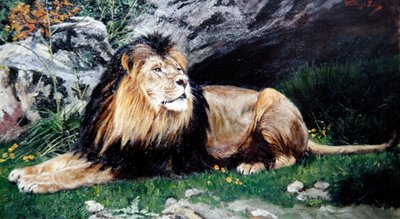 A Barbary or Atlas Lion by Geza Vastagh