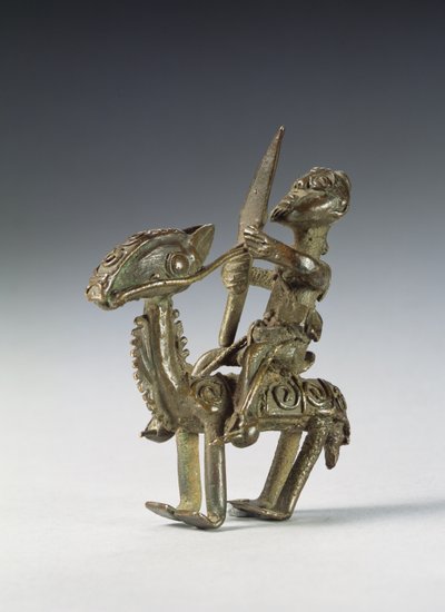 Rider on Horse with Decorative Harness by Ghanaian School