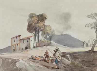 Shepherds with Vesuvius in the Distance (with additions by a Borbone pupil) by Giacinto Gigante