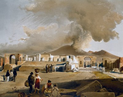 View of Forum and Temple of Jupiter in Pompeii, Illustration by Giacinto Gigante from 