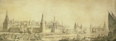 Panoramic view of Moscow Kremlin by the End of the 18th century, End 1790s by Giacomo Antonio Domenico Quarenghi