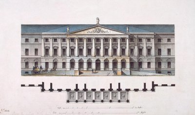 Project of Smolny Institute. The Main Facade and the Ground Floor Plan, 1806-1808 by Giacomo Antonio Domenico Quarenghi