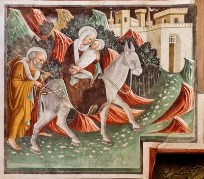 Escape to Egypt (detail from the Life of Jesus) by Giacomo Borlone de Buschis