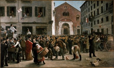 Fundraising in Corso Garibaldi in Milan for the Victims of Flooding Near Verona, 24th December 1882 by Giacomo Campi