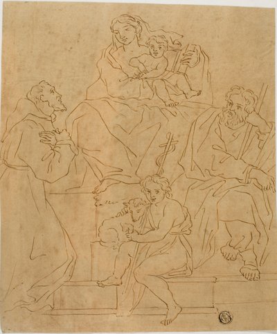 Holy Family with Saint Francis of Assisi and the Infant John the Baptist by Giacomo Cavedone