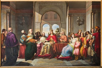 Frederick II receiving a book by Aristotle from Michael Scot by Giacomo Conti