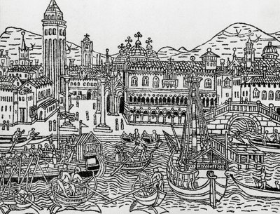 View of Venice in 15th Century, Italy, Woodcut, from Supplementum Chronicarum by Giacomo Filippo Foresti by Giacomo Filippo Foresti