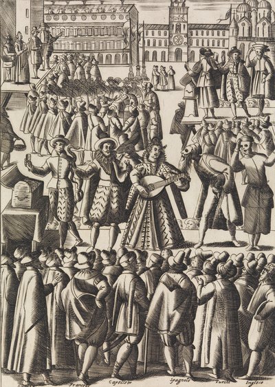 Intartenimento che dano ogni giorno li Ciarlatani in Piazza di S. Marco al Populo by Giacomo Franco