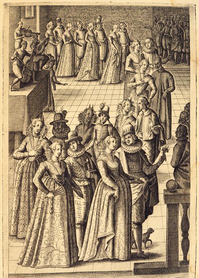 Nobles at a Reception, engraving by Giacomo Franco