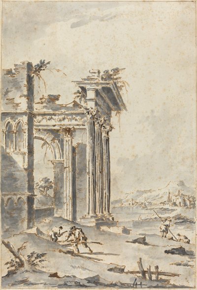 Capriccio of Classical Ruins on a Shore by Giacomo Guardi