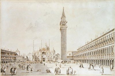 View of the Piazza San Marco looking towards the Basilica and Campanile by Giacomo Guardi