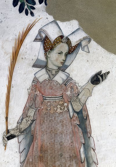 Depiction of the Margraves of Saluzzo and their Wives as Historical and Mythological Heroes and Heroines. (Detail) by Giacomo Jaquerio