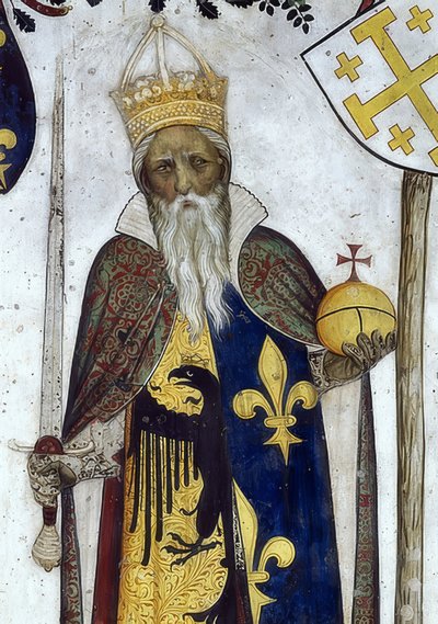Depiction of the Marquises of Saluzzo and Their Wives as Historical and Mythological Heroes and Heroines (Detail: Manfredo III as Charlemagne) by Giacomo Jaquerio