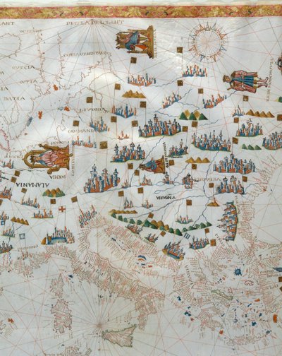 A Nautical Map, detail of Western Europe, 1564 by Giacomo Maggiolo