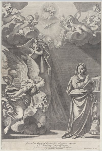The Annunciation, with Gabriel and Other Angels at Left and God the Father Above, 1687-1717 by Giacomo Maria Giovannini