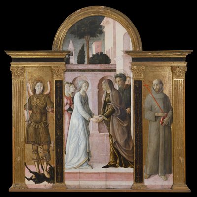 Triptych: The Visitation, between St. Michael and St. Francis by Giacomo Pacchiarotti