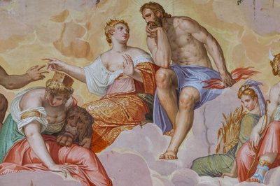 Juno, Jupiter, Cybele Lying on Clouds, (detail) by Giambattista Zelotti
