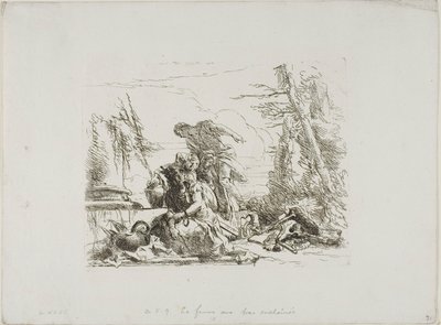 A Woman with her Arms in Chains and Four Other Figures, from Capricci by Giambattista Tiepolo