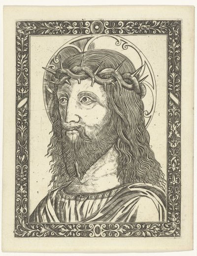 Head of Christ with Crown of Thorns in a Frame by Giampietrino Birago (attributed to)