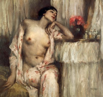 Half-Length Figure of Woman at Her Toilette by Gian Emilio Malerba