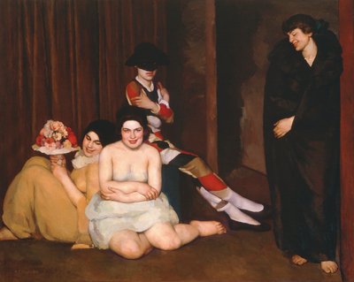 Painting of The Masks by Gian Emilio Malerba