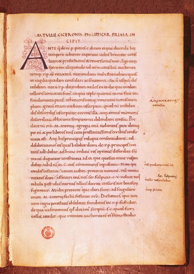 Apograph of Marcus Tullius Cicero by Gian Francesco Poggio Bracciolini