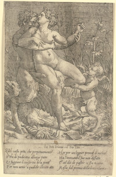 Jupiter Transformed into a Satyr and Diana by Gian Jacopo Caraglio
