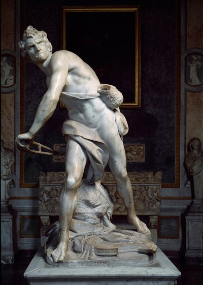 David throwing the Stone of the Sling Baroque sculpture by Gian Lorenzo Bernini by Gian Lorenzo Bernini