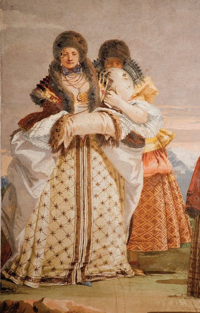 The Winter Walk (detail), from the Room of the Gothic Pavilion, in the Foresteria by Giovanni Domenico Tiepolo