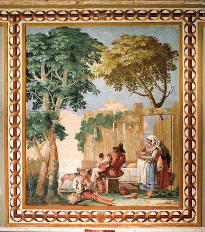 Peasant Family at Table from the Room of Rustic Scenes in the Foresteria (Guesthouse) by Giovanni Domenico Tiepolo