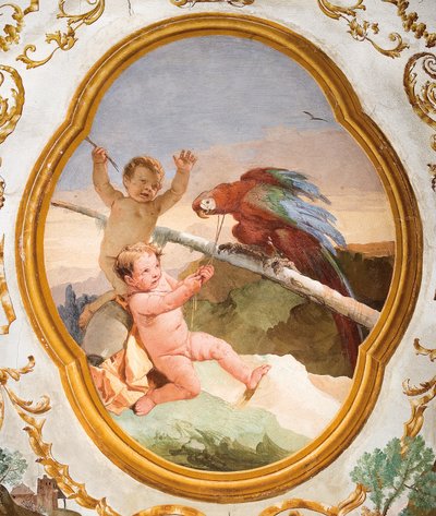Putti with a Parrot from the Putti Room in the Foresteria (Guesthouse) by Giovanni Domenico Tiepolo