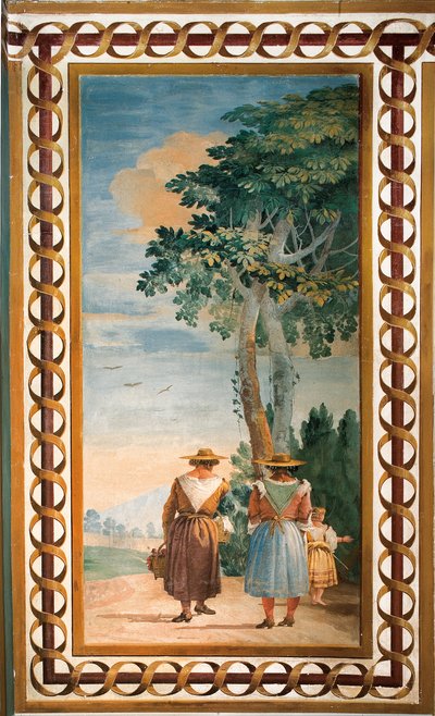 Three Peasants Seen from Behind, from the Room of Rustic Scenes, in the Foresteria by Giovanni Domenico Tiepolo