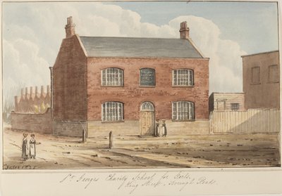 View of St Georges Charity School for Girls on King Street, Southwark. King Street is now known as Newcomen Street, 1825 by Gideon Yates