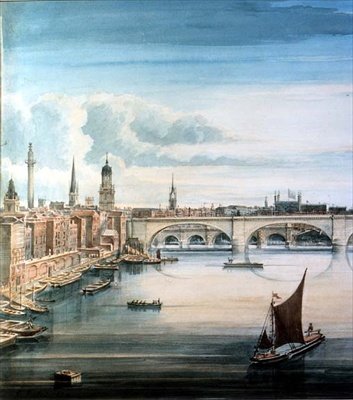 West View of New London Bridge and Old London Bridge by Gideon Yates