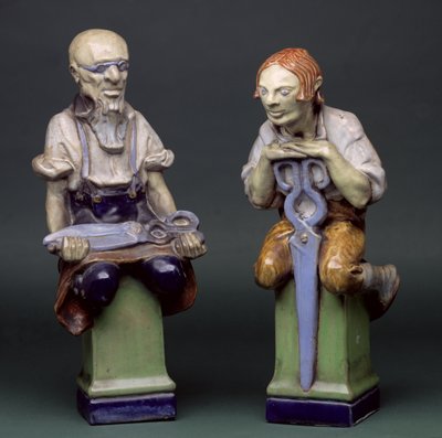 The Two Tailors - Master and Apprentice, Doulton by Gilbert Bayes